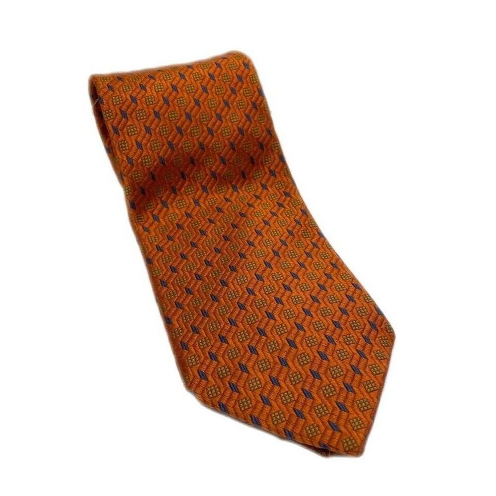 Jos A Bank Men’s Burnt Orange Silk Geometrical Classic Tie